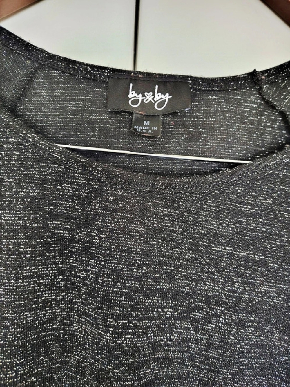 Y2K by&by Metallic Long Sleeve Top with Mesh Sleeves - Picture 4 of 4